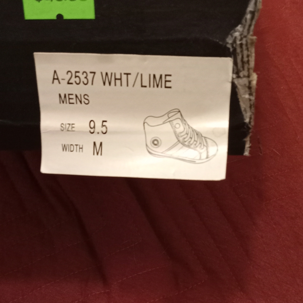 Men's White and Lime Sneakers